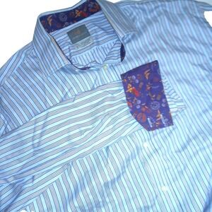 Thomas Dean Long Sleeve Flip Cuff Cotton Shirt Mens Large -Beautiful Colors